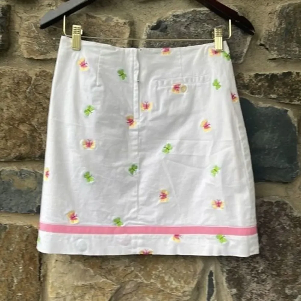 Lilly Pulitzer White label fly by Embroidered Skirt Size 2